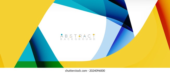 Geometrischer abstrakter Hintergrund - mehrfarbige abstrakte Formen auf Weiß. Vektorgrafik für Bildschirmhintergrund, Banner, Hintergrund, Landing Page