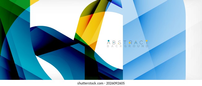 Fondo abstracto geométrico - formas abstractas multicolores sobre blanco. Ilustración vectorial para fondo de escritorio, pancarta, fondo, página de aterrizaje