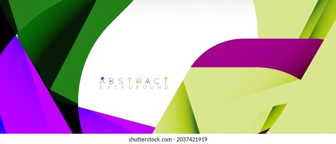 Fondo abstracto geométrico - formas abstractas multicolores sobre blanco. Ilustración vectorial para fondo de escritorio, pancarta, fondo, página de aterrizaje