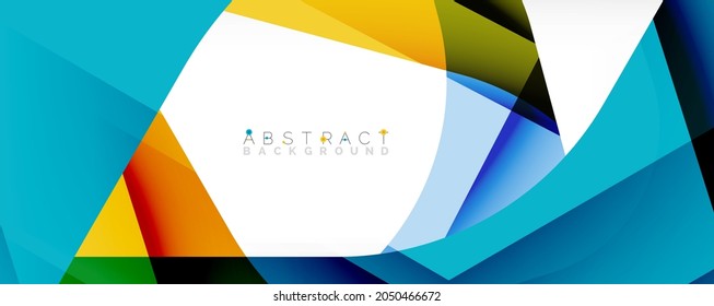 Fondo abstracto geométrico - formas abstractas multicolores sobre blanco. Ilustración vectorial para fondo de escritorio, pancarta, fondo, página de aterrizaje
