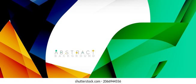 Fundo geométrico abstrato - formas abstratas multicoloridas em branco. Ilustração De Vetor Para Papel De Parede, Faixa, Plano De Fundo, Página Inicial