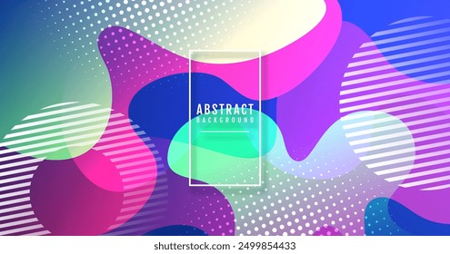 Fondo abstracto geométrico en el espacio brillante con la decoración del efecto de las ondas. Elemento de Diseño gráfico con estilo de forma moderna. Concepto de colores dinámicos para Web, volante, póster, tarjeta o cubierta de folleto