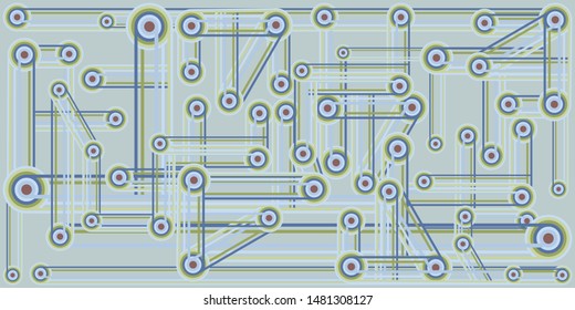 Geometric abstract background with pattern made of cirlcles and lines.