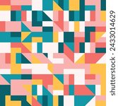 Geometric Abstract Background Pattern White, Pink, Yellow, Blue, Red, geometric background, Geometric Pattern Seamless, Modern Pattern Texture, Vintage Colors, Colorful, Triangular Pattern