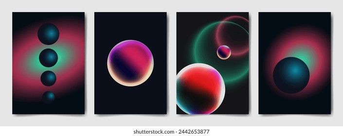 Geometric Abstract background of planets and space. Template for poster, banner, cover and design. Vector illustration set.