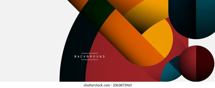 Fondo abstracto geométrico. Formas redondeadas, círculos, composición de líneas para fondo de banner de fondo o página de inicio