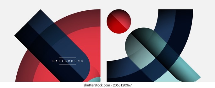 Geometric abstract background. Round shapes, circles, lines composition for wallpaper banner background or landing page