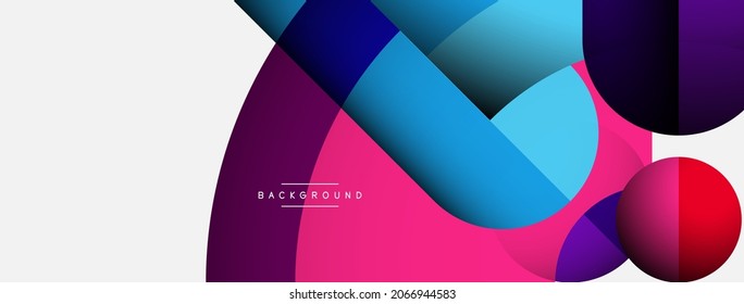 Fondo abstracto geométrico. Formas redondeadas, círculos, composición de líneas para fondo de banner de fondo o página de inicio