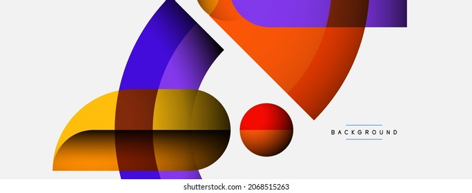 Fondo abstracto geométrico. Formas redondeadas, círculos, composición de líneas para fondo de banner de fondo o página de inicio