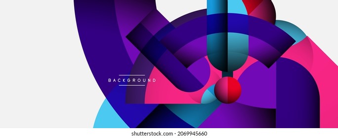 Geometric abstract background. Round shapes, circles, lines composition for wallpaper banner background or landing page