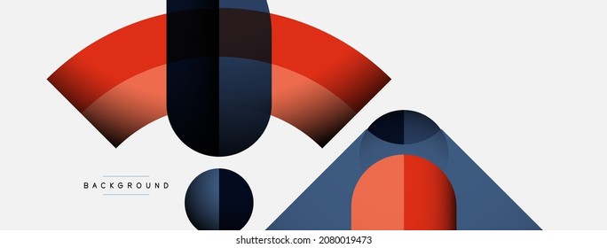 Geometric abstract background. Round shapes, circles, lines composition for wallpaper banner background or landing page