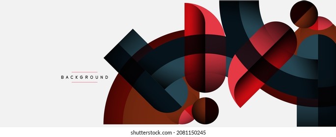 Geometric abstract background. Round shapes, circles, lines composition for wallpaper banner background or landing page