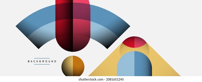 Geometric abstract background. Round shapes, circles, lines composition for wallpaper banner background or landing page