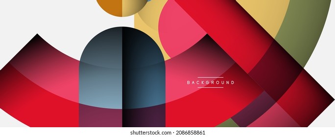 Fondo abstracto geométrico. Formas redondeadas, círculos, composición de líneas para fondo de banner de fondo o página de inicio