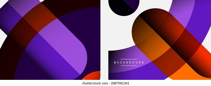 Geometric abstract background. Round shapes, circles, lines composition for wallpaper banner background or landing page