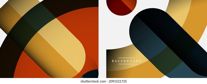 Geometric abstract background. Round shapes, circles, lines composition for wallpaper banner background or landing page