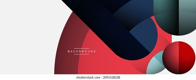 Fondo abstracto geométrico. Formas redondeadas, círculos, composición de líneas para fondo de banner de fondo o página de inicio