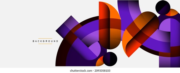 Geometric abstract background. Round shapes, circles, lines composition for wallpaper banner background or landing page