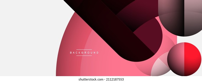 Fondo abstracto geométrico. Formas redondeadas, círculos, composición de líneas para fondo de banner de fondo o página de inicio