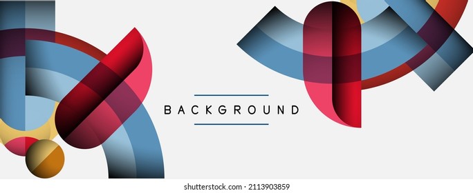 Geometric abstract background. Round shapes, circles, lines composition for wallpaper banner background or landing page