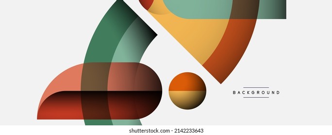 Fondo abstracto geométrico. Formas redondeadas, círculos, composición de líneas para fondo de banner de fondo o página de inicio