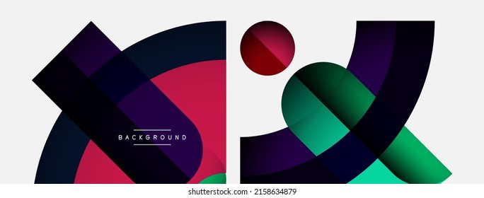 Geometric abstract background. Round shapes, circles, lines composition for wallpaper banner background or landing page