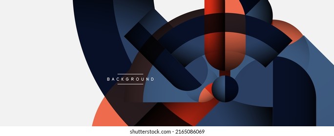 Geometric abstract background. Round shapes, circles, lines composition for wallpaper banner background or landing page