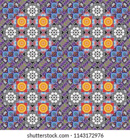 Geometric abstract background, geometric seamless pattern, shapes, tiles, stylized art. Vector geometric background, mosaic pattern in violet, gray and blue colors, graphic design.