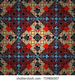 Geometric abstract background, geometric seamless pattern, shapes, tiles, stylized art. Vector geometric background, mosaic pattern in black, green and red colors, graphic design.