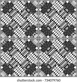 Geometric abstract background, geometric seamless pattern, shapes, tiles, stylized art. Vector geometric background, mosaic pattern in white, gray and black colors, graphic design.