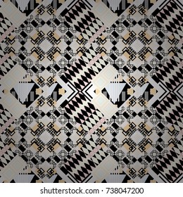 Geometric abstract background, geometric seamless pattern, shapes, tiles, stylized art. Vector geometric background, mosaic pattern in black, white and beige colors, graphic design.