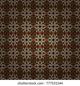 Geometric abstract background, geometric seamless pattern, shapes, tiles, stylized art. Vector geometric background, mosaic pattern in black, yellow and brown colors, graphic design.