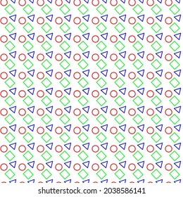 geometric abstract background Seamless patterns of circles, triangles and squares. randomly scattered doodle background vector illustration on a white background