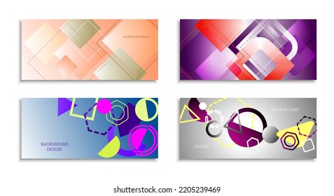 Fondo abstracto geométrico. Conjunto de 4 fondos. Diversas formas geométricas. Diseño de portada para cuaderno escolar o revista, fondo, fondo de pantalla. vector Eps