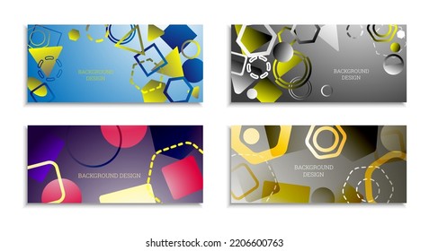 Fondo abstracto geométrico. Conjunto de 4 fondos. Diversas formas geométricas. Diseño de portada para cuaderno escolar o revista, fondo, fondo de pantalla. vector Eps