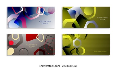Geometric abstract background. Set of 4 backgrounds. Various geometric shapes. Cover design for school notebook or magazine, background, wallpaper. Eps vector