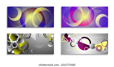 Geometric abstract background. Set of 4 backgrounds. Various geometric shapes. Cover design for school notebook or magazine, background, wallpaper. Eps vector