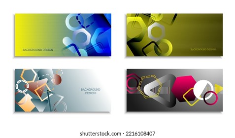 Fondo abstracto geométrico. Conjunto de 4 fondos. Diversas formas geométricas. Diseño de portada para cuaderno escolar o revista, fondo, fondo de pantalla. vector Eps