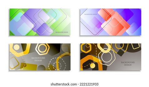 Geometric abstract background. Set of 4 backgrounds. Various geometric shapes. Cover design for school notebook or magazine, background, wallpaper. Eps vector
