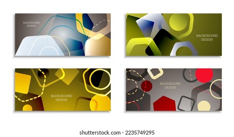 Geometric abstract background. Set of 4 backgrounds. Various geometric shapes. Cover design for school notebook or magazine, background, wallpaper. Eps vector