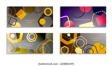 Geometric abstract background. Set of 4 backgrounds. Various geometric shapes. Cover design for school notebook or magazine, background, wallpaper. Eps vector