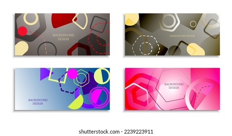 Geometric abstract background. Set of 4 backgrounds. Various geometric shapes. Cover design for school notebook or magazine, background, wallpaper. Eps vector