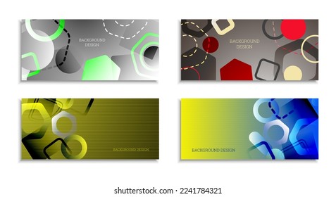 Fondo abstracto geométrico. Conjunto de 4 fondos. Diversas formas geométricas. Diseño de portada para cuaderno escolar o revista, fondo, fondo de pantalla. vector Eps