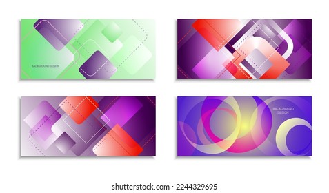 Geometric abstract background. Set of 4 backgrounds. Various geometric shapes. Cover design for school notebook or magazine, background, wallpaper. Eps vector