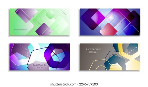 Geometric abstract background. Set of 4 backgrounds. Various geometric shapes. Cover design for school notebook or magazine, background, wallpaper. Eps vector