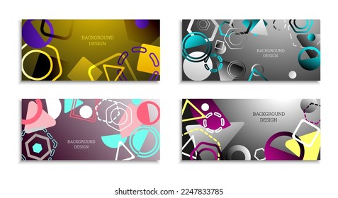 Fondo abstracto geométrico. Conjunto de 4 fondos. Diversas formas geométricas. Diseño de portada para cuaderno escolar o revista, fondo, fondo de pantalla. vector Eps