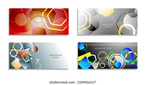 Fondo abstracto geométrico. Conjunto de 4 fondos. Diversas formas geométricas. Diseño de portada para cuaderno escolar o revista, fondo, fondo de pantalla. vector Eps