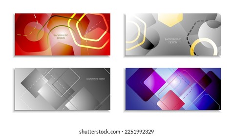 Geometric abstract background. Set of 4 backgrounds. Various geometric shapes. Cover design for school notebook or magazine, background, wallpaper. Eps vector