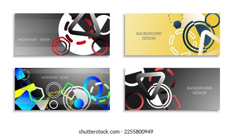 Fondo abstracto geométrico. Conjunto de 4 fondos. Diversas formas geométricas. Diseño de portada para cuaderno escolar o revista, fondo, fondo de pantalla. vector Eps