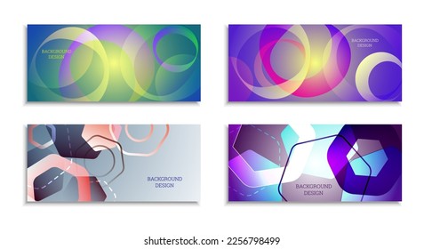 Geometric abstract background. Set of 4 backgrounds. Various geometric shapes. Cover design for school notebook or magazine, background, wallpaper. Eps vector